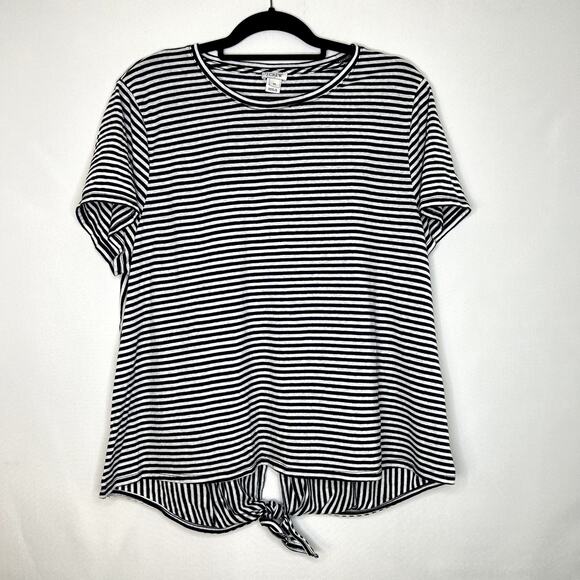 Jcrew Shirt Plus Size Womens Navy Blue Striped Tie Front Top Nautical Size 2XL - Picture 1 of 9